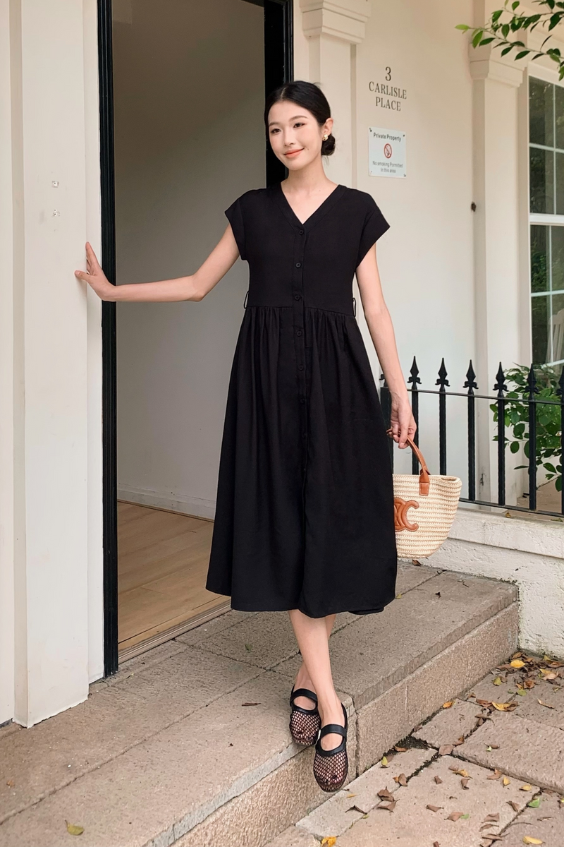 Breigh 2.0 Button Down Midi Dress Black