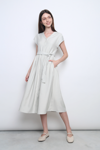 Breigh 2.0 Button Down Midi Dress Ivory