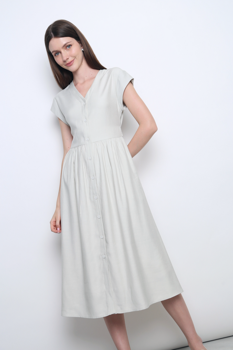 Breigh 2.0 Button Down Midi Dress Ivory