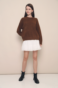 Brynn Fuzzy Knit Sweater Caramel