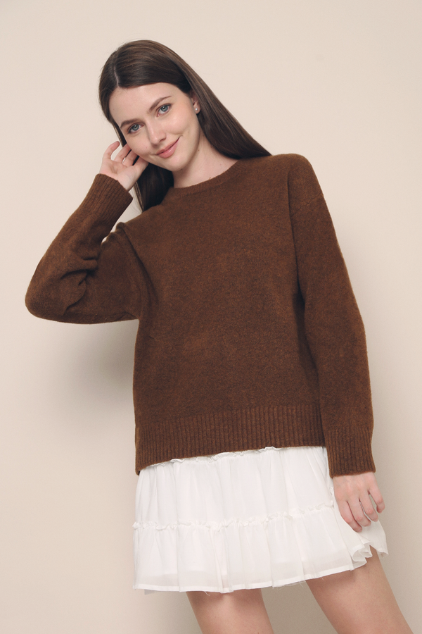 Brynn Fuzzy Knit Sweater Caramel