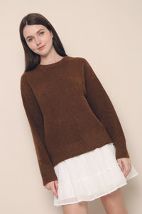 Brynn Fuzzy Knit Sweater Caramel