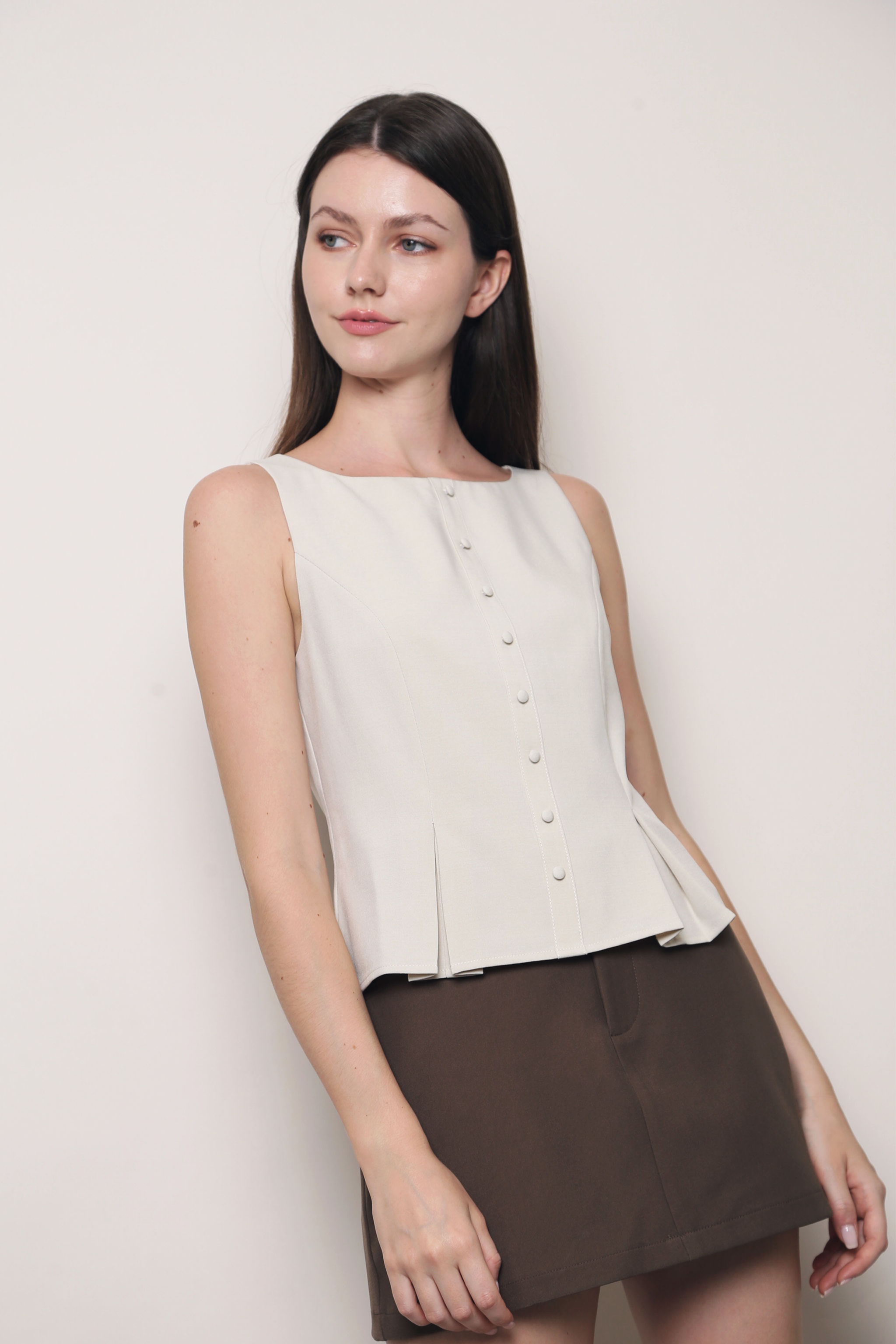 Buttoned and Beloved Vest Top Ivory (Backorder)