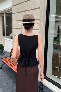 Buttoned and Beloved Vest Top Black