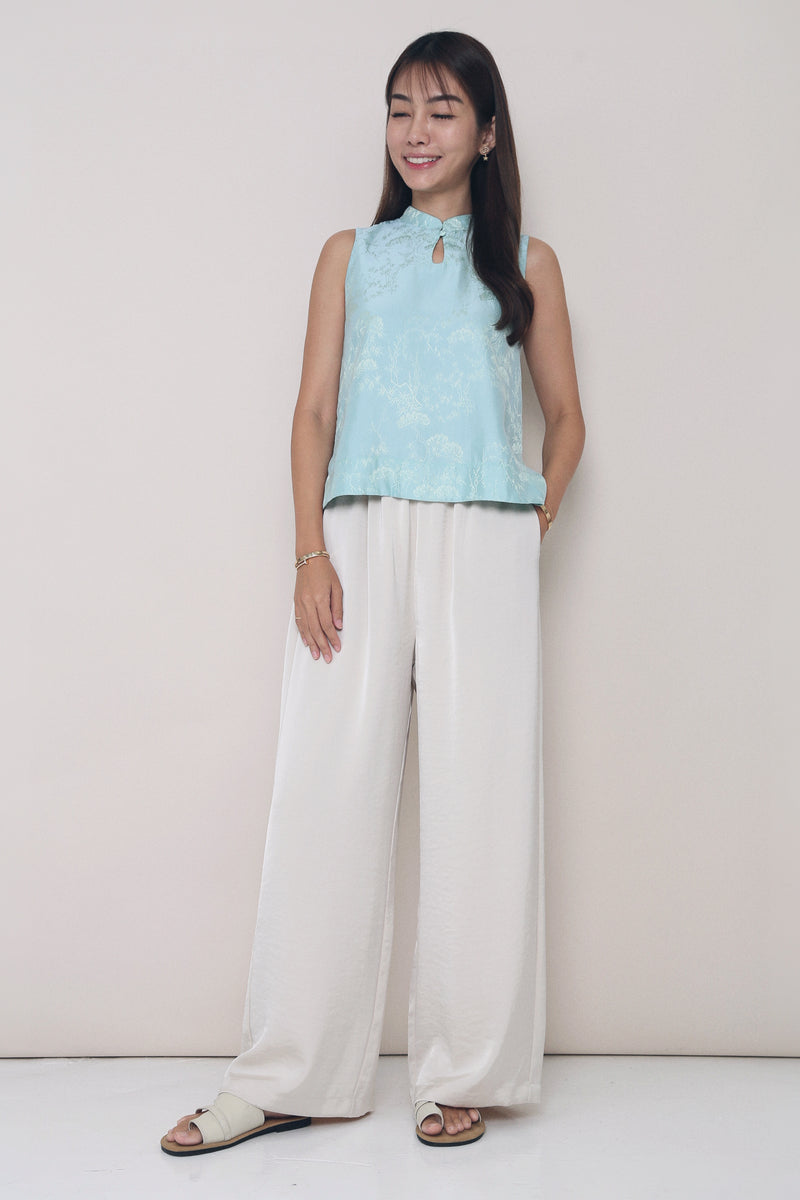 CNY Evie Oriental Sleeveless Blouse Sage (Restock)