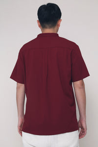 CNY Archie Band Collar Shirt Burgundy