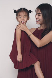 CNY MINI Hope Pressed Pleat Dress Burgundy