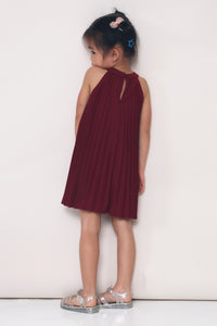 CNY MINI Hope Pressed Pleat Dress Burgundy