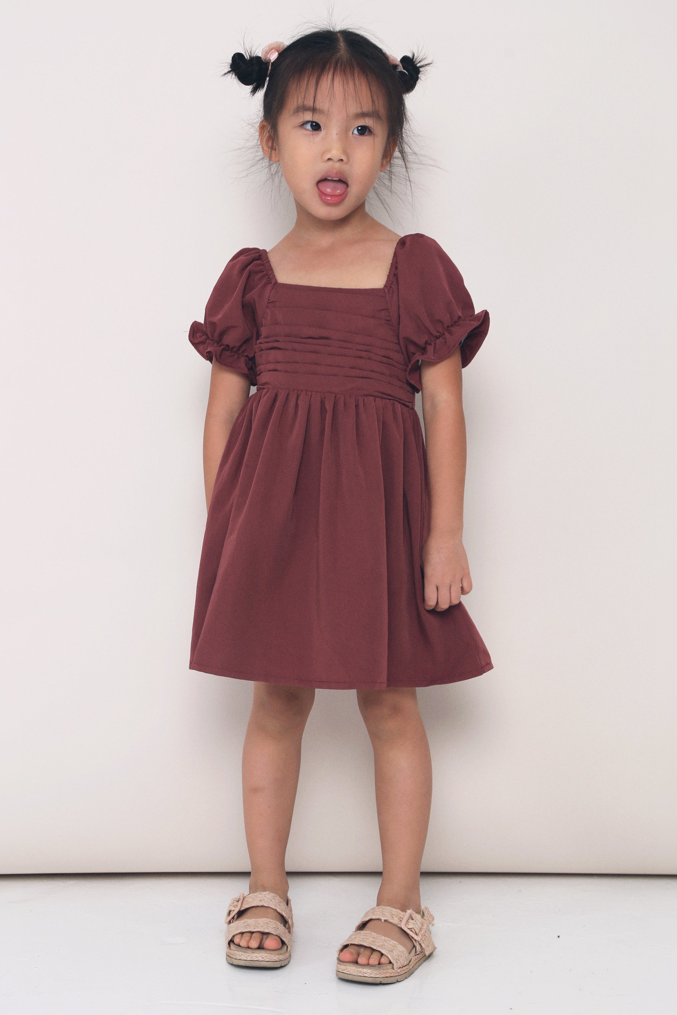 CNY MINI Glennis Ruche Dress Pomegranate