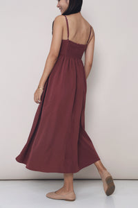 CNY Glennis Ruche Strappy Midi Dress Pomegranate