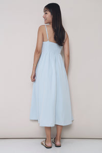 CNY Glennis Ruche Strappy Midi Dress Powder Blue