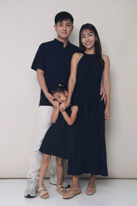 CNY Hope Pressed Pleat Midaxi Dress Midnight Navy (Preorder)