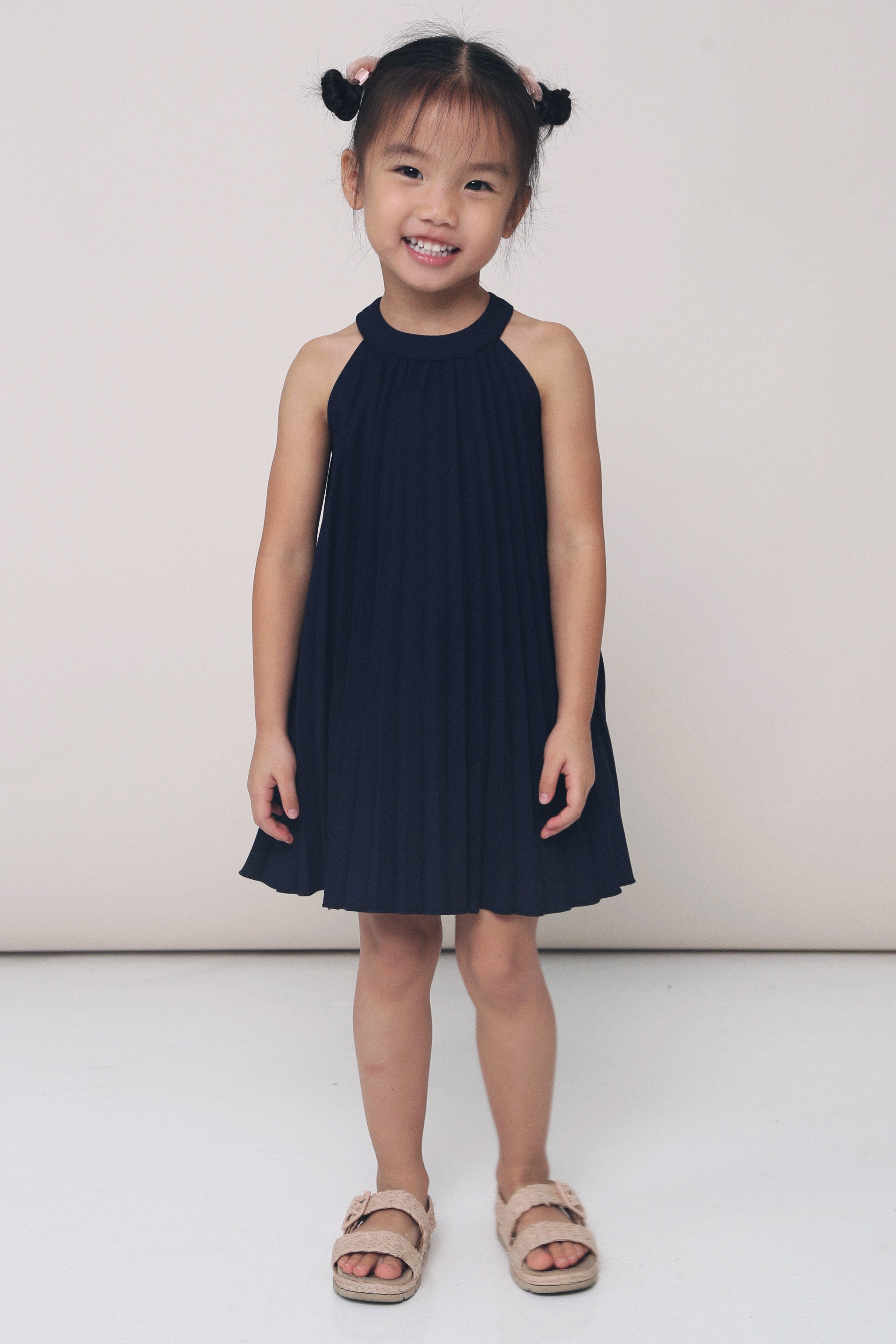 CNY MINI Hope Pressed Pleat Dress Navy