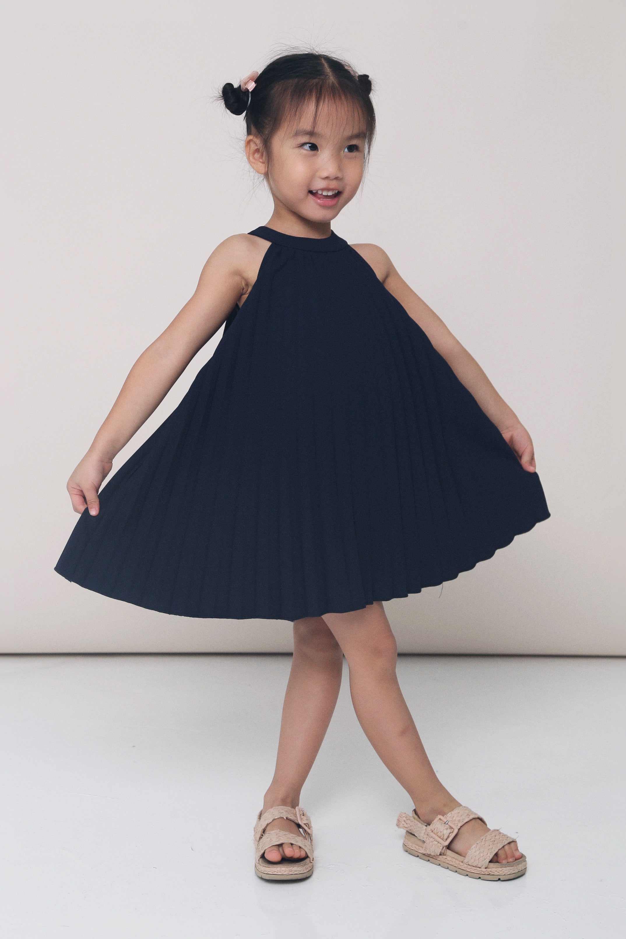 CNY MINI Hope Pressed Pleat Dress Navy