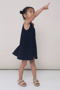 CNY MINI Hope Pressed Pleat Dress Navy