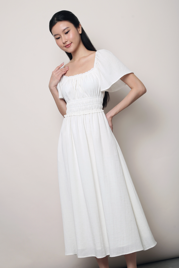 Caprielle Lace Trim Midas Dress White