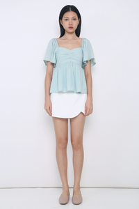 Ceci Sweetheart Babydoll Top Ice Blue