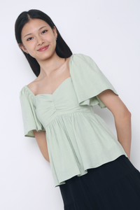 Ceci Sweetheart Babydoll Top Apple Mint