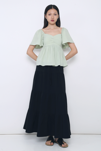 Ceci Sweetheart Babydoll Top Apple Mint