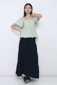 Ceci Sweetheart Babydoll Top Apple Mint