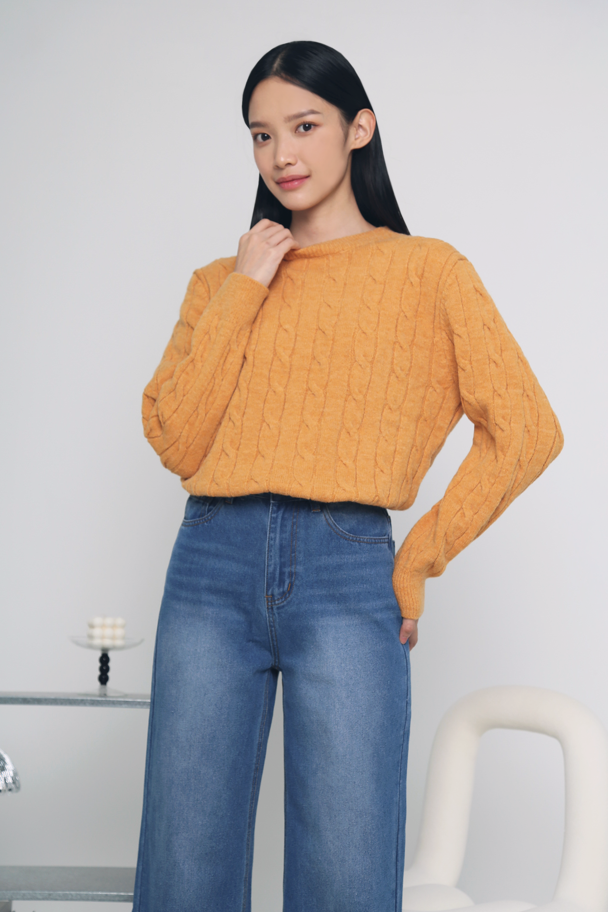 Celeste Cable Knit Sweater Yellow