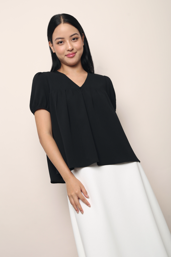 Celestine Floaty Babydoll Top Black (Restock)