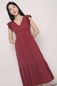 Cher Flutters Midaxi Dress Wine
