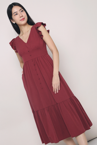 Cher Flutters Midaxi Dress Wine
