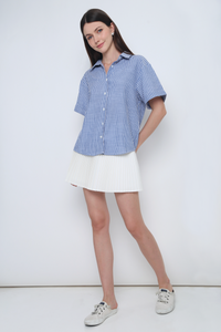 Ashton Stripe Boxy Shirt Navy