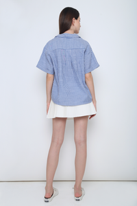 Ashton Stripe Boxy Shirt Navy