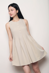 Classic Pintuck Dress Nude