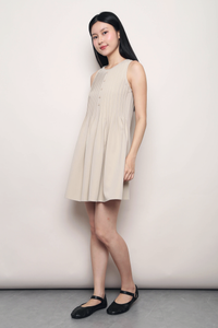Classic Pintuck Dress Nude