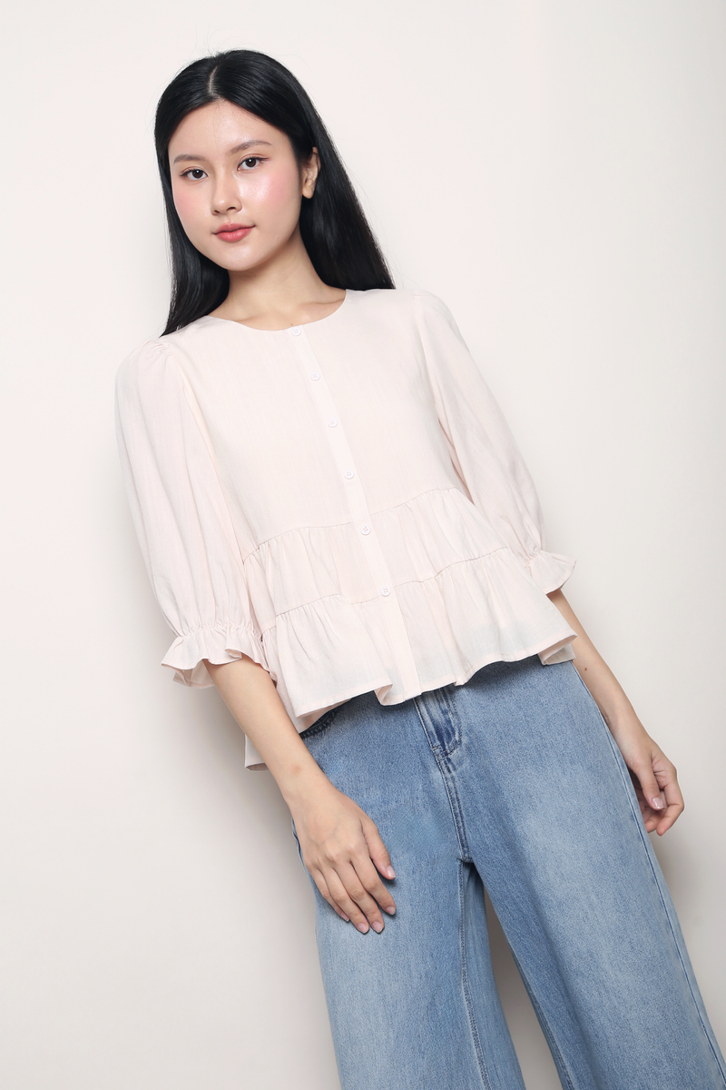 Meadowlark Tiered Babydoll Blouse Powder Pink