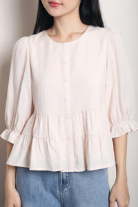 Meadowlark Tiered Babydoll Blouse Powder Pink