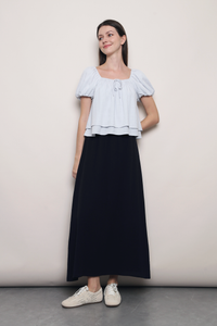 AM to PM Linen Midi Skirt Navy