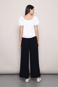 Cloud Line Puff Sleeves Top White