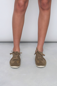 Contrast Accent Court Sneakers Muted Sage