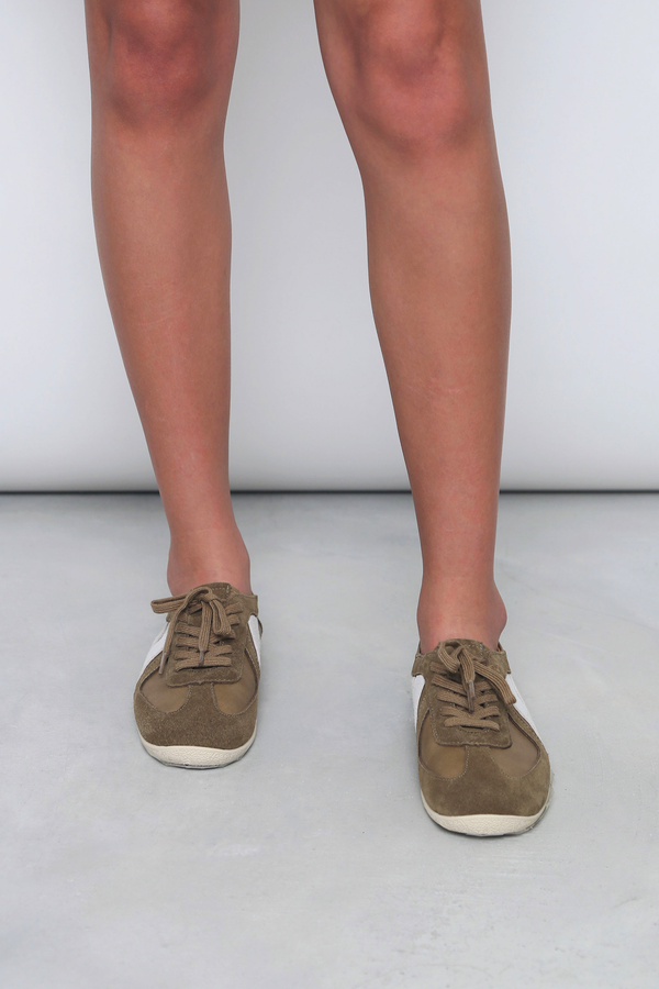 Contrast Accent Court Sneakers Muted Sage