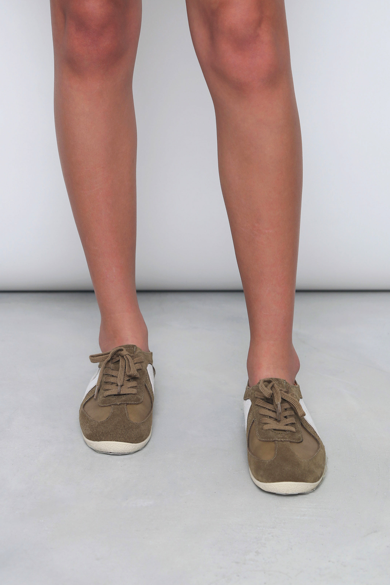 Contrast Accent Court Sneakers Muted Sage
