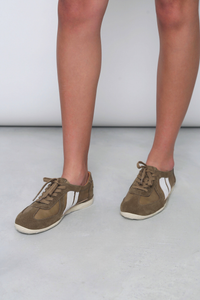 Contrast Accent Court Sneakers Muted Sage