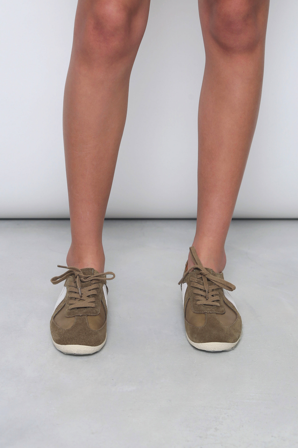 Contrast Accent Court Sneakers Muted Sage