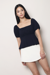 Cross My Heart Peplum Top Navy
