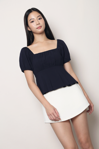 Cross My Heart Peplum Top Navy