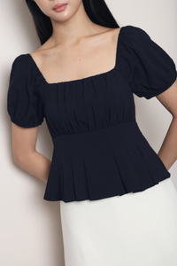 Cross My Heart Peplum Top Navy