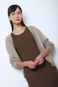 Daily Open Knit Cardigan Taupe