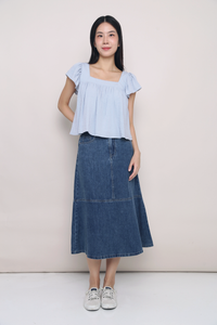 Dandy Flutter Sleeves Blouse Blue