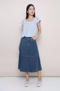 Dandy Flutter Sleeves Blouse Blue