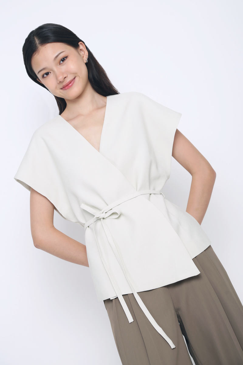 Dawn Kimono Wrap Blouse Cream