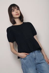 Dear Pleat Peplum Blouse Black