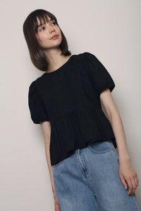 Dear Pleat Peplum Blouse Black